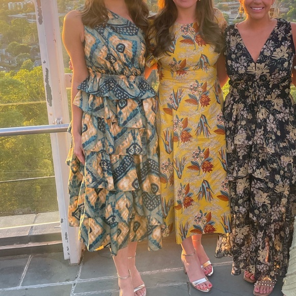 SOLD Ulla Johnson Auryn One-Shoulder Tiered Silk Gown-Midi in Constellation - Picture 11 of 11